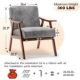 thumbnail image 3 of Tabaray Living Room Chairs, Mid Century Modern Chair Set of 2,  Accent Chiar Armchair, Rustic Lounge Chair with Wood Frame, Comfortable Microfiber Side Chair for Bedroom, Reading Nook Chairs, Grey, 3 of 8