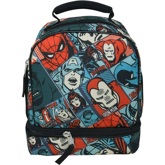 Marvel Print all over, bottom drop Lunch bag, Captain America, Iron Man, Thor, Spider Man age 3