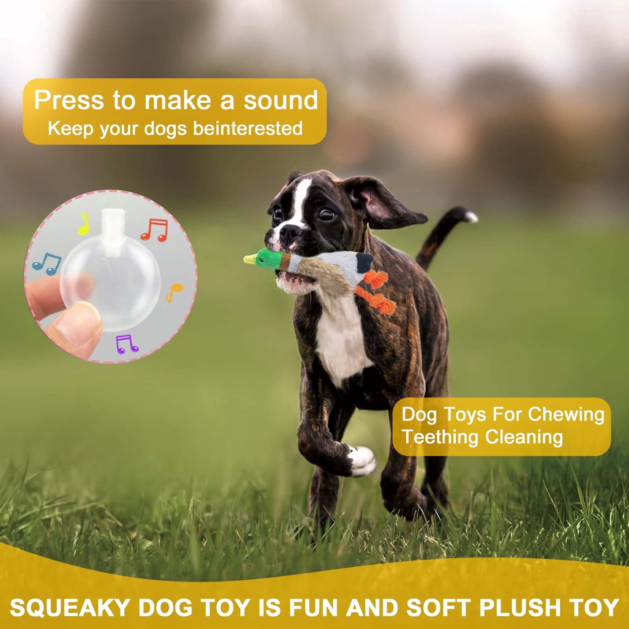 Lugackme Dog toys, Sound Making Pet Toys, Plush Toys Suitable for Big and Small Dog Bite Training Duck Rope