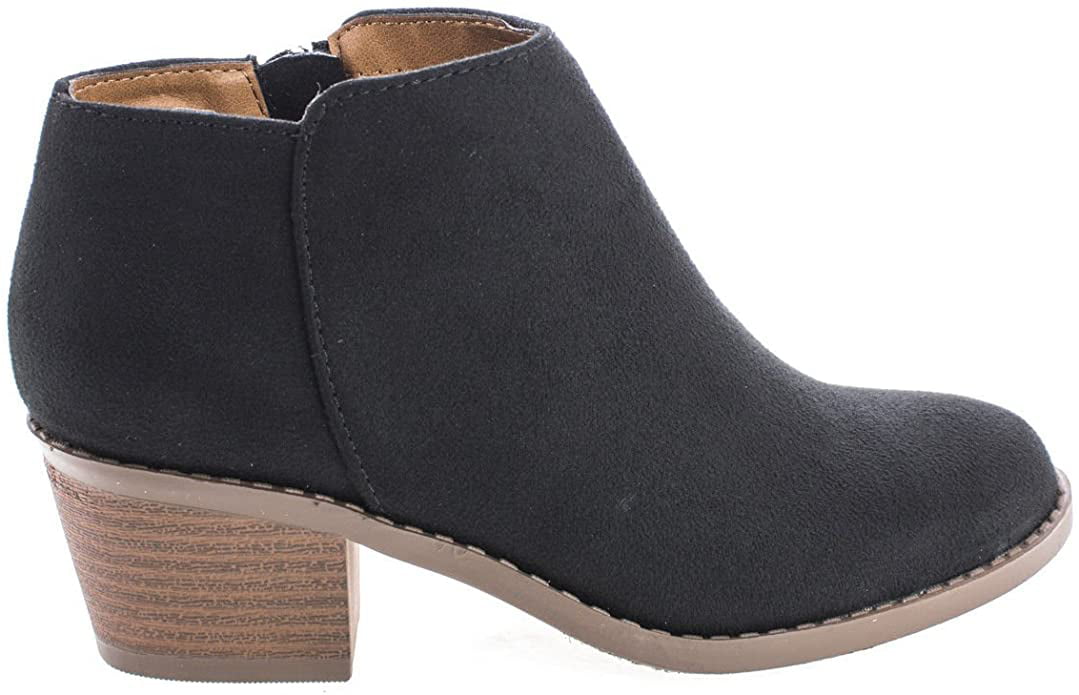Soda Womens Mug Round Toe Faux Suede Stacked Heel Western Ankle Bootie