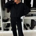 thumbnail image 7 of Kmdttou Fashion Plus Size Set Sweatsuits Tracksuits for Women' Fall And Winter Casual Solid Color Fashionable Hooded Top And Wide Leg Drawstring Pants Set Suit on Clearance!, 7 of 7