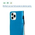 thumbnail image 6 of Allytech Wallet Case for iPhone 13 Pro 5G 6.1 inch 2021, Slim Premium Embossed Tree Cat Flowers PU Leather Flip Kickstand Magnetic Snap Hand Strap Case for iPhone 13 Pro 2021, Blue, 6 of 6
