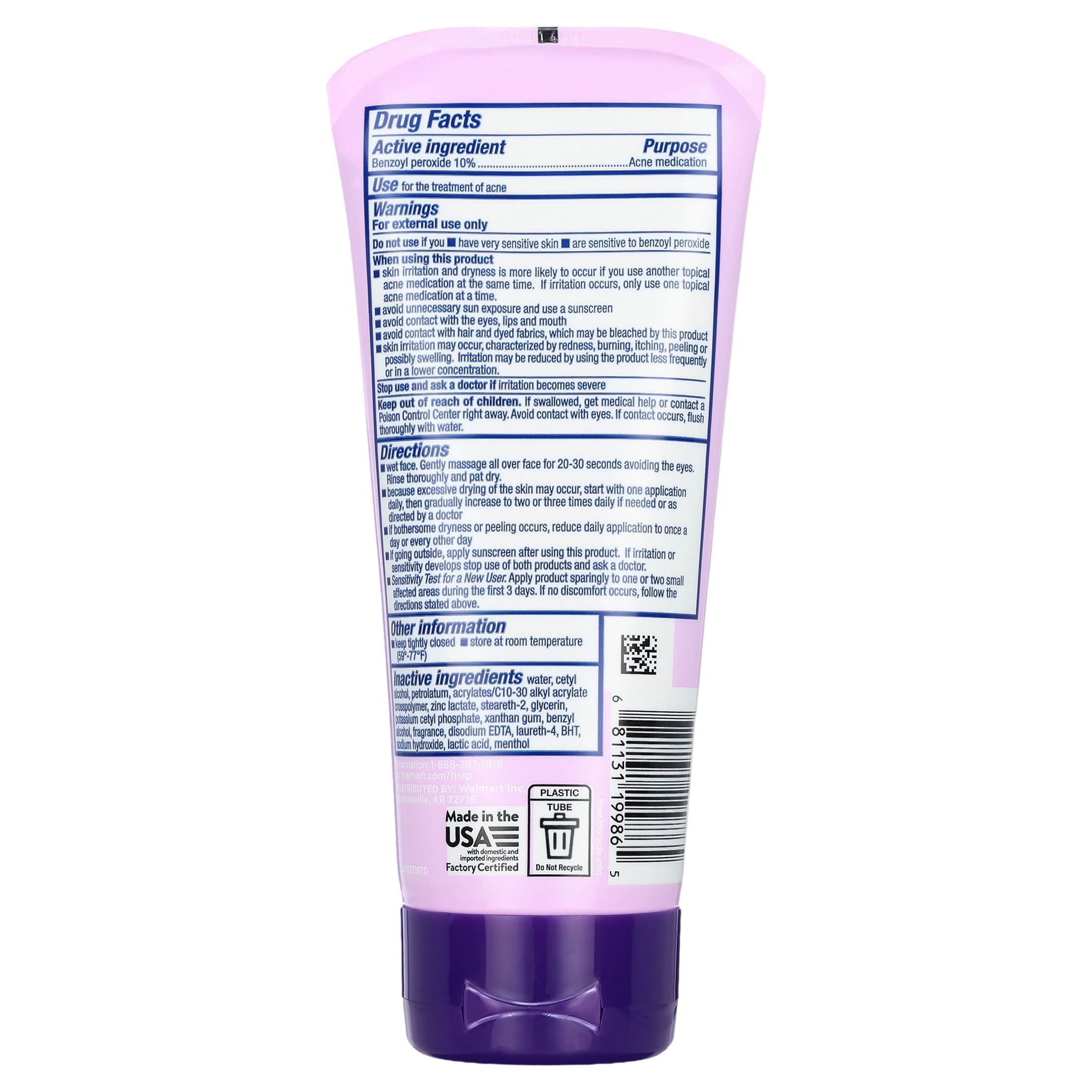 (3 pack) Equate Daily Acne Control Cleanser Benzoyl Peroxide 10% Acne Medication, 5 oz
