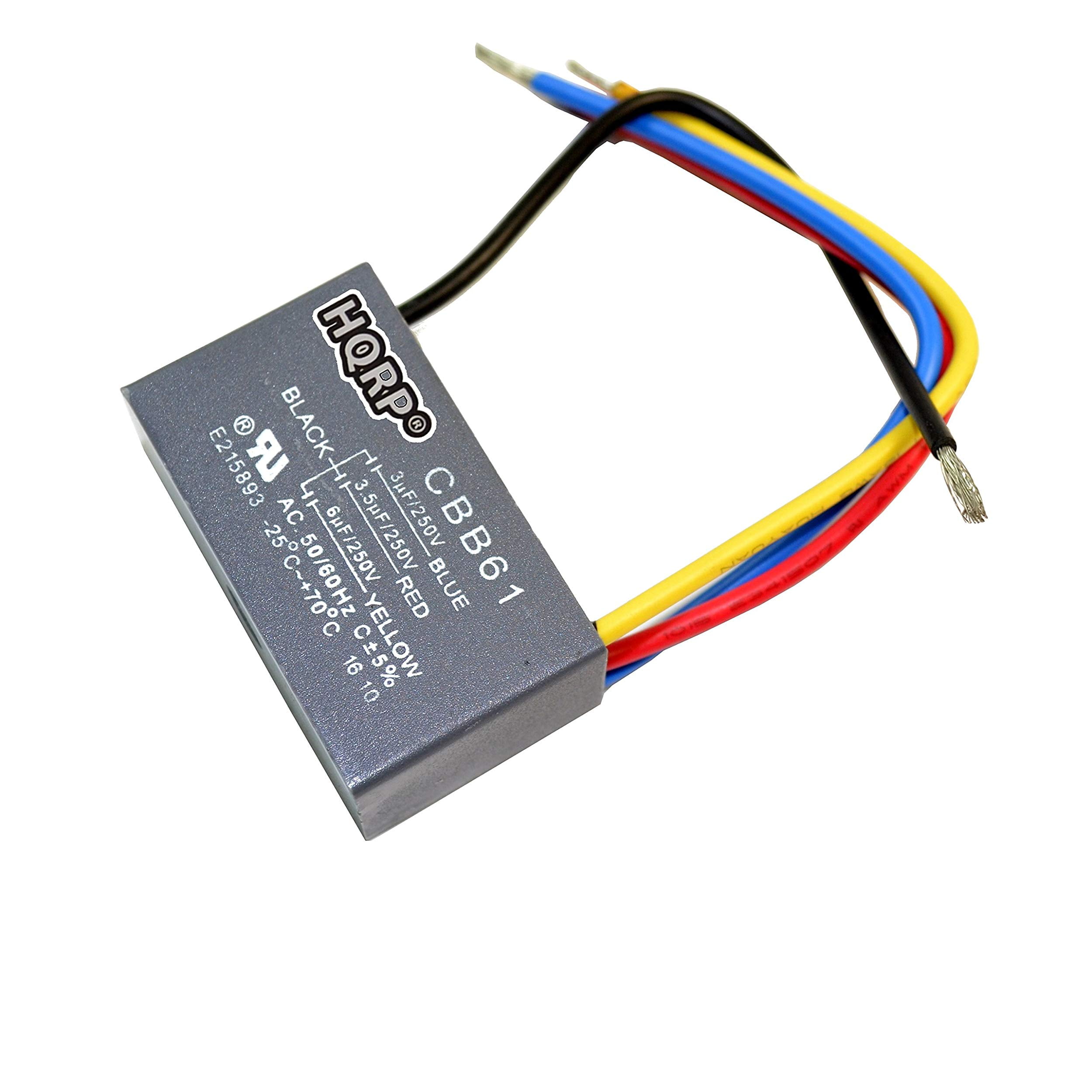 HQRP Capacitor for Hampton Bay Ceiling Fan 3uf+3.5uf+6uf 4-Wire plus
