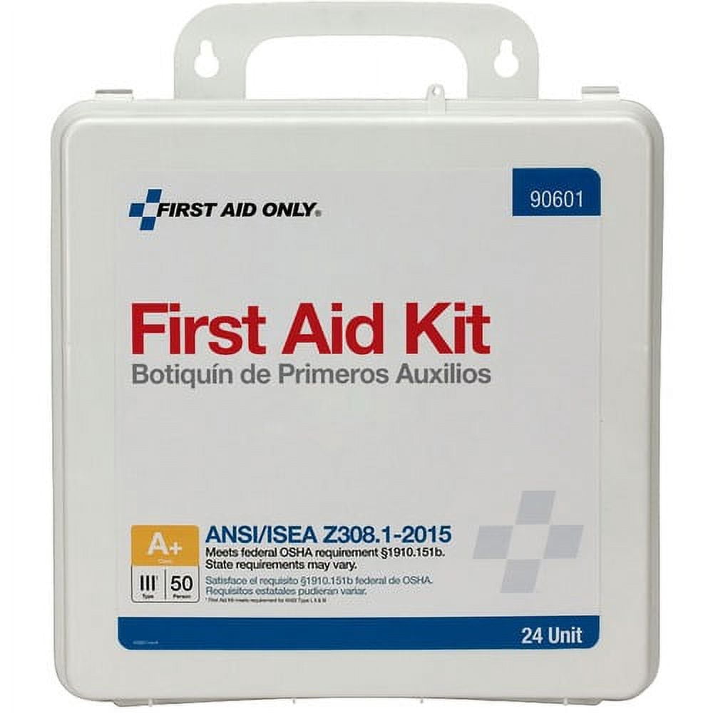 First Aid Only 50-Person Unitized Plastic First Aid Kit - ANSI Compliant 24 x Piece(s) For 50 x Individual(s) - 3" Height x 10" Width x 10" Length - Plastic Case - 1 Each