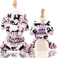 thumbnail image 2 of Suéter cálido para mascotas, suéter de cuello alto para perros con capucha para mascotas, cachorros, gatos, capucha de algodón cálido (rosa, L), 2 of 5