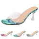 thumbnail image 4 of MKLEKYY Sandalias de Mujer, Sandalias de Mujer A La Moda, Nuevo Patrón, Estampado Floral, Punta Cuadrada, Punta Abierta, Tacones Finos Transpirables, Tacones Altos Cómodos de Verano, 4 of 4