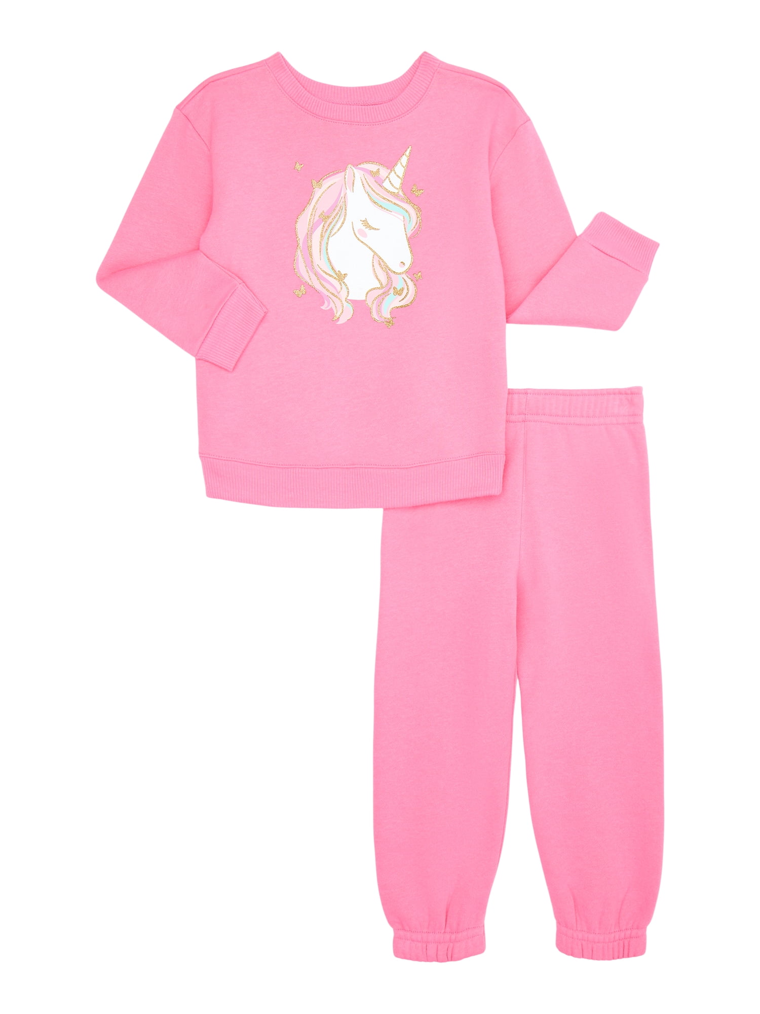 Garanimals Toddler Girls Fleece Sweatshirt and Pants Outfit Set, 4-Piece, Sizes 2T-5T