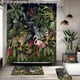 thumbnail image 1 of Juego de cortinas de ducha de poliéster exótico con diseño de animales de la jungla con tapete, 1 of 1