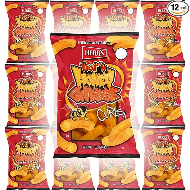 HERR'S Hot 'N Honey Flavored Cheese Curls, GlutenFree, 1oz Bag (Pack