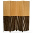 thumbnail image 1 of Costway 4 Panel Folding Room Divider Weave Fiber Privacy Partition Screen 6FT Tall, 1 of 10