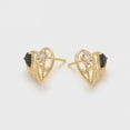 thumbnail image 4 of Aretes Dama Corazón con Flores Swarovski y Onix Oro 14K Lam dorado Unitalla, 4 of 7
