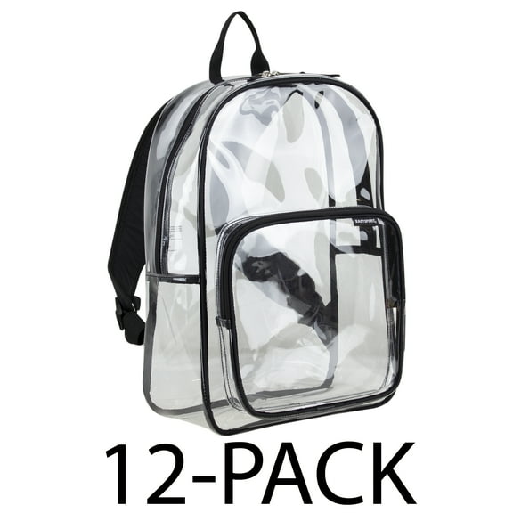 Eastsport Unisex Clear Spirit Backpack Black 12-Pack Bundle