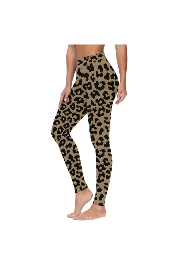 Casual Womens Leggings Tummy Control Leopard Print High Waist Yoga Trousers Workout Slim Women Pants