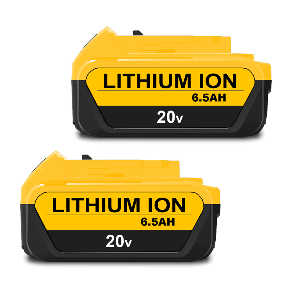 2 Pack 20V Max 6.5Ah Extended Capacity Battery DCB206 Replacement for DEWALT 20V Max XR Battery 6Ah DCB206-2 5Ah DCB205-2 4Ah DCB204-2 DCB200-2 Lithium Battery