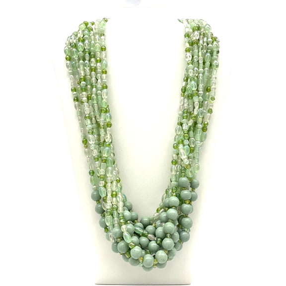 27" Light Green Glass Bead Necklace (Dozen)