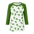 thumbnail image 4 of Dwralegc Vintage Tees for Women Plus Size Casual Cute 3/4 Sleeve Four Leaf Clover Print Shamrock Printed Shirts Round Neck Loose Fit St Patricks Day Funny Blouses Outfit White 2XL, 4 of 5
