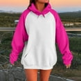 thumbnail image 2 of BiZtdJrK Color Block Sweatshirts for Women Casual Raglan Long Sleeve Oversized Hoodie with Pocket Fall Winter Lightweight Drawstring Pullover Tops Hot Pink XL, 2 of 6
