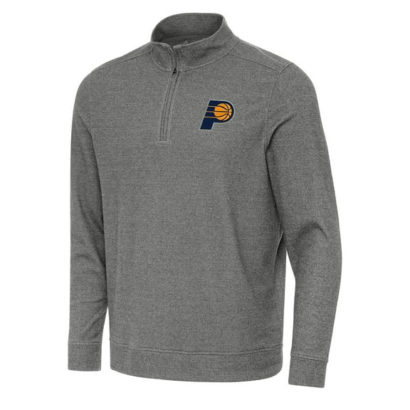 Men's Antigua Heather Black Indiana Pacers Subtle Quarter-Zip Sweatshirt