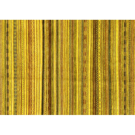Ahgly Company Indoor Rectangle Abstract Yellow Modern Area Rugs, 7' x 9'