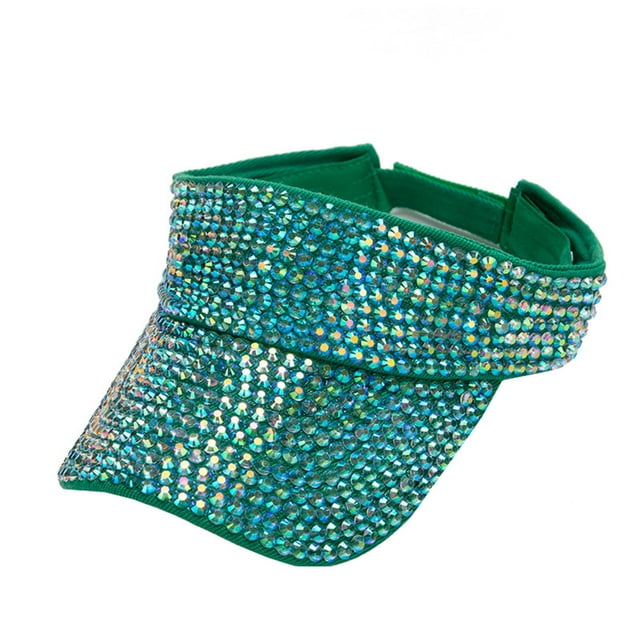 GDREDA Adjustable Baseball Caps Bling Rhinestones Sport Hats Adjustable Summer Cap Visor Caps Unisex,Green