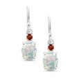 thumbnail image 2 of Gem Stone King 10K White Gold White Opal and Red Garnet Dangle Earrings for Women | 2.28 Cttw | Gemstone Birthstone | Oval 8X6MM, 2 of 5