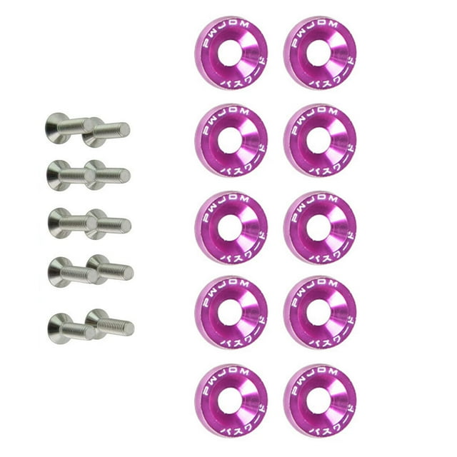 QualitChoice 10 Pièces Voiture Vis Rondelles Assortiment Ensemble Boulons de Véhicule Décoratif Rondelle Kit Pièces de Rechange Automobile Rouge Violet
