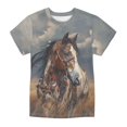 thumbnail image 3 of Boys Tshirts Horse Print Breathable Crewneck Short Sleeve Tee for Casual Wear Boys' Tops Tees Shirts Grey 1 Years-2 Years, 3 of 3