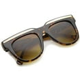 thumbnail image 4 of sunglassLA Unisex Retro Metal Accent Flat Top Horn Rimmed Oversize Sunglasses (Shiny Tortoise-Gold / Amber) - 50mm, 4 of 4