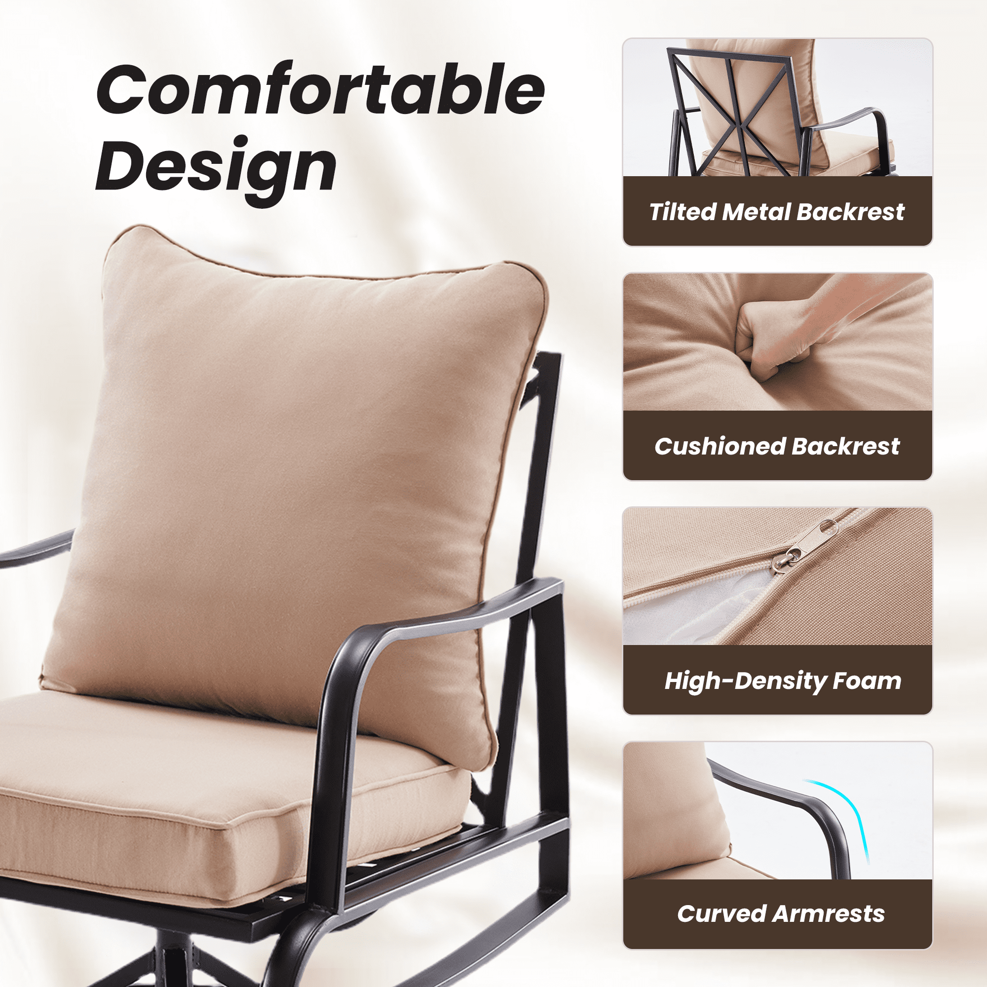 MAYEERTY Outdoor 2Piece Small Patio Set:Swivel Glider Chairs with Cushions for Porch,Balcony,Backyard