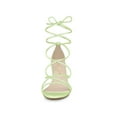 thumbnail image 5 of BLISSFUL STEP Women's Shoes Open Toe Lace Up Block Heel Strappy Heels Lime Green 9, 5 of 7