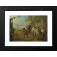thumbnail image 2 of Jean-Baptiste Pater 24x18 Black Modern Framed Museum Art Print Titled - Figures in a Military Encampment with a Horseman Directing Troops, 2 of 5