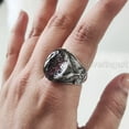 thumbnail image 6 of Black Rutile Mans Ring, Natural Black Rutilated Quartz, Eagle, Silver Jewelry, 925 Silver Ring, Gift, Heavy Mens Ring, Arabic Design, Ottoman Style Ring, Christmas, Turkey Mens Signet Ring, 6 of 8