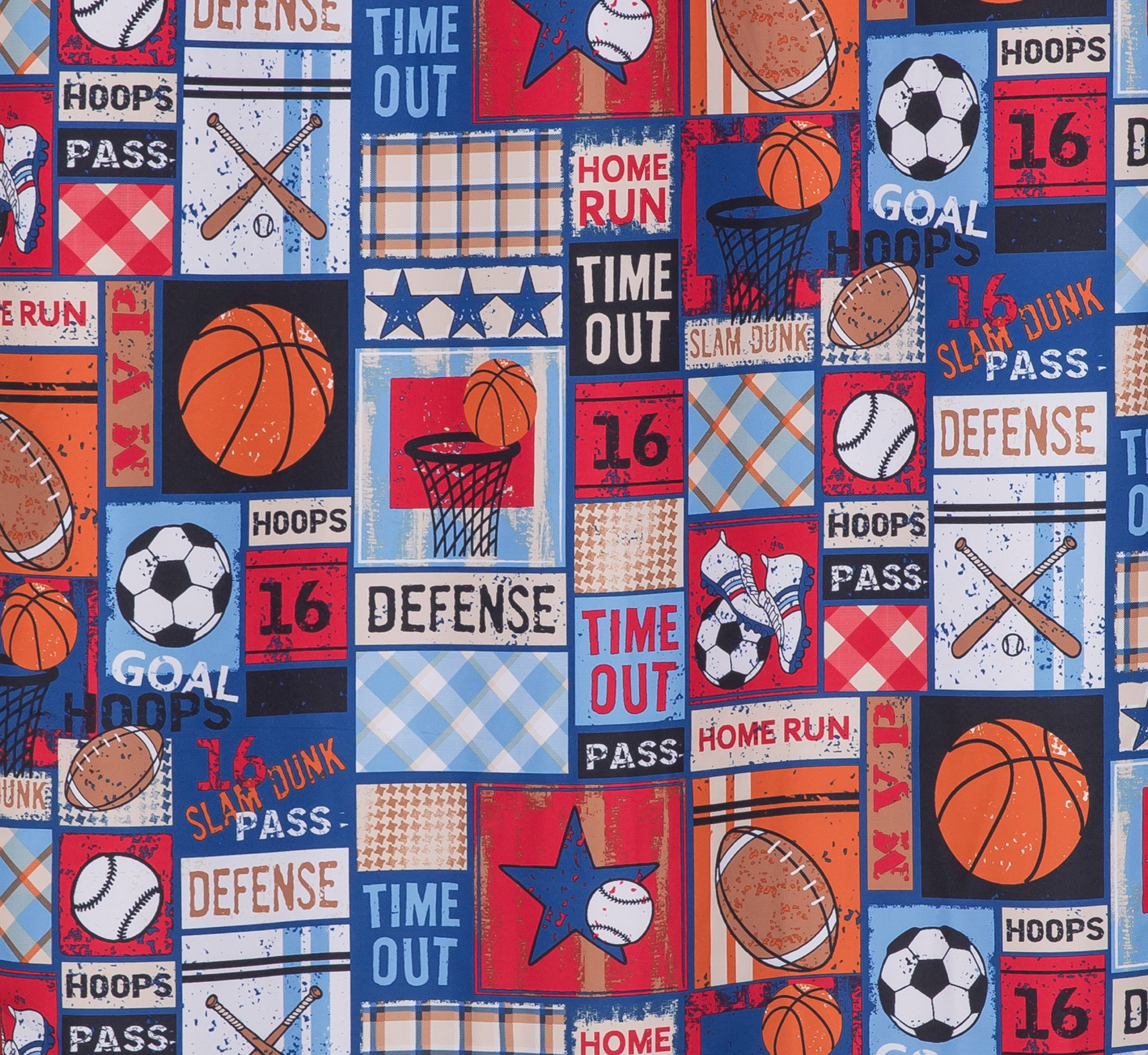 Your Zone Kids Sports Patch Room Darkening Grommet Single Curtain Panel, 42 in x 84 in, Multicolor