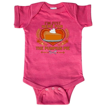 

Inktastic I m Just Here for The Pumpkin Pie with Heart and Leaves Gift Baby Boy or Baby Girl Bodysuit