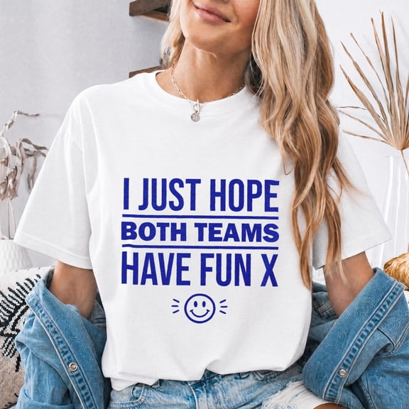 Jollimate I Just Hope Both Teams Have Fun Shirt, Women Cute Sports Graphic Tee, Retro Smiley T-Shirt for Her