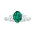 thumbnail image 4 of Rosec Jewels Oval Lab Grown Emerald Solitaire Ring with Diamond, Split Shank Ring - 6X8 mm, 14K White Gold, US 6.00, 4 of 8