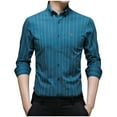 thumbnail image 3 of DDAPJ pyju Mens Striped Dress Shirts Regular Fit Business Casual Button Down Shirt Long Sleeve Wrinkle-Free Oxford Shirts Green XXXXL, 3 of 7