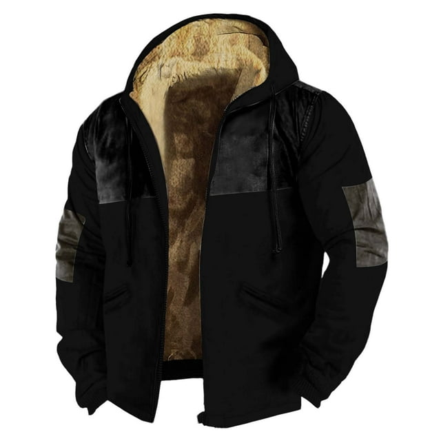 Fall Winter Men's Hooded Long Sleeve Pocket Plus Size Sweatshirt Jacket