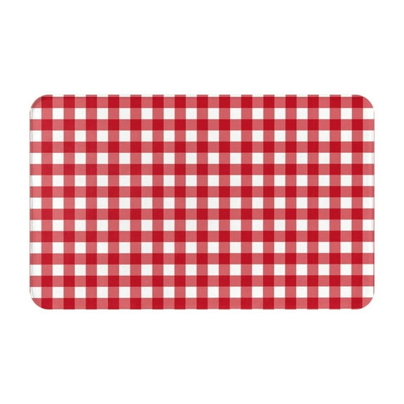 Bathroom Rugs Non Slip Washable - Red Checkboard Kitchen Mats for Floor, Area Rugs for Entryway Rugs Indoor, Laundry Bathroom Room Door Rug with Rubber Backing 20x31.5in