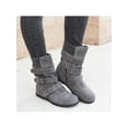 thumbnail image 3 of Wazshop Women Casual Shoes Side Zipper Winter Boot Strap Buckle Mid-Calf Boots Non-slip Woolen Yarn Womens Faux Suede Fashion Gray US 8, 3 of 4