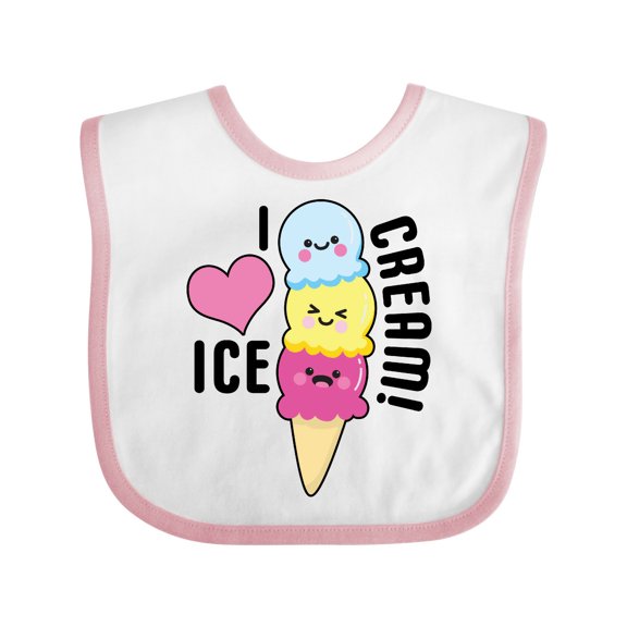 Inktastic I Love Ice Cream with Cute Ice Cream Cone Boys or Girls Baby Bib