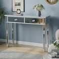 thumbnail image 3 of Dressing Table Mirrored  Console Table Silver Glass Makeup Vanity Desk Side Table for Living Room Bedroom, 3 of 11