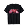 thumbnail image 2 of Valentine's Day 'Peace, Love & Kisses' Graphic Tee - 100% Cotton, Durable & Soft, Black with Pink Heart & Chocolate Design - Casual Round Neck T-Shirt for Men, Women, Dad, Mom, Friends - Valentine's, 2 of 6