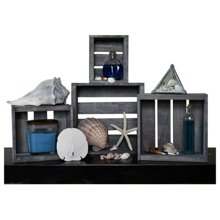 Antique Gray Stained- Rustic Wood Crates- Set of 4