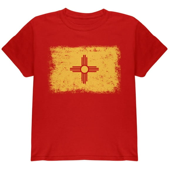 Born and Raised New Mexico State Flag Youth T Shirt Red Youth X-SM
