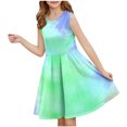 thumbnail image 2 of Midi Dresses for Girls Sleeveless Crewneck Sundresses Size 3-14 Teens Kids Trendy Tie-Dye Pullover Comfort Going-Out Dance Dress, 2 of 6