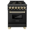 thumbnail image 3 of ZLINE 24 in. Autograph Edition Dual Fuel Range in Black Stainless Steel with Champagne Bronze Accents (RABZ-24-CB), 3 of 5