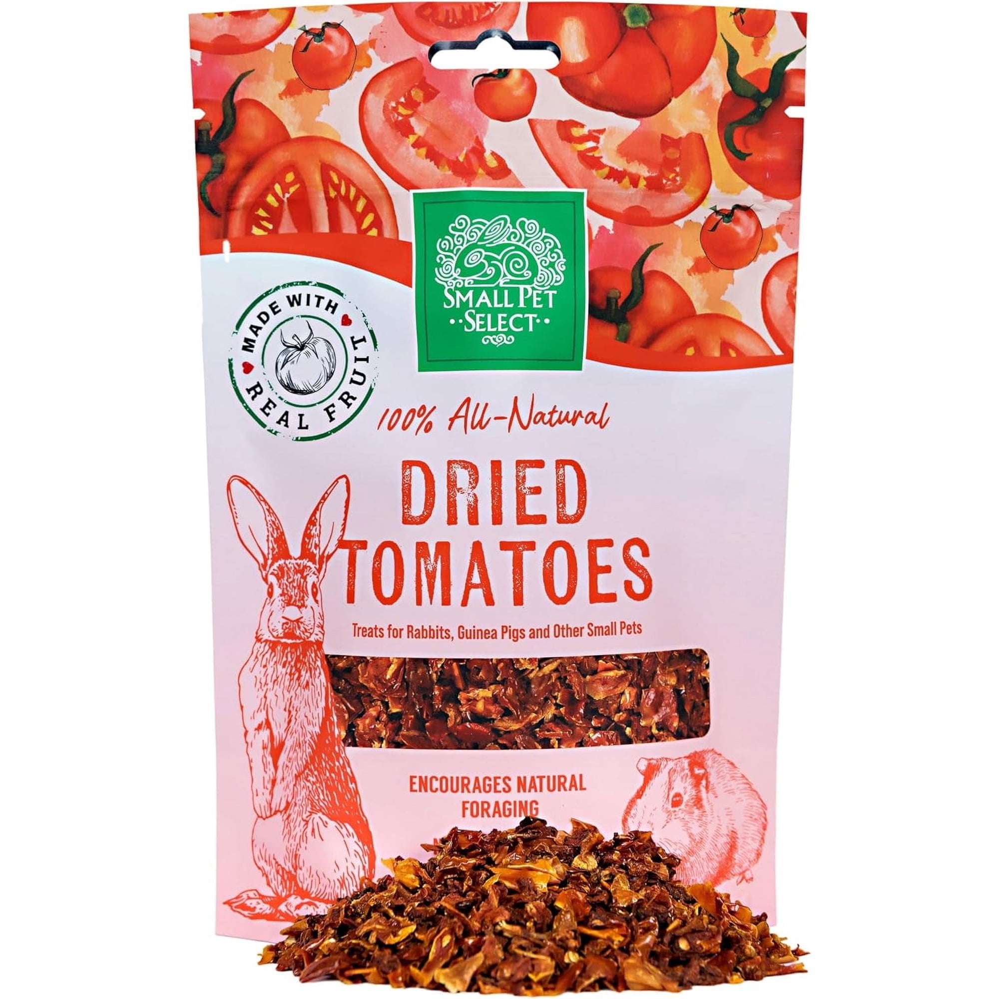 Small Pet Select - Dried Tomato Flakes, a Natural Treat for Rabbits, Guinea Pigs, and Rats, 2oz