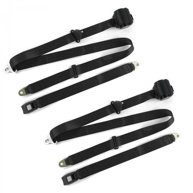 SafeTboy 668813 Standard 3 Point Black Retractable Bucket Seat Belt Kit for VW Karmann GHIA - 2 Belts